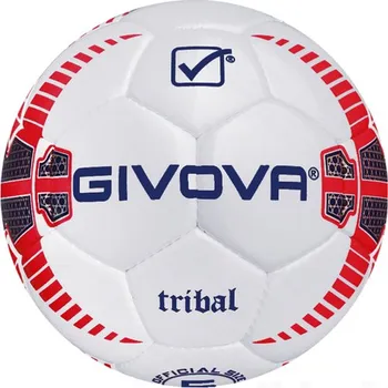 Fotbal Fotbalový míč GIVOVA TRIBAL, barva 1204 červená - tmavě modrá, velikost 4