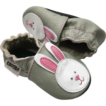 Capáčky EBOOBA Kožené capáčky s koženou podrážkou králík 3-4 roky Šedá 26