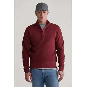 Pánské oblečení MIKINA GANT SACKER RIB HALF ZIP WINE RED