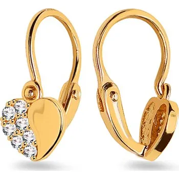 Náušnice Zlaté náušnice pro novorozeně Srdíčka se zirkony IZ18010 + dárkové balení LUXUS zdarma