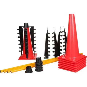 Atletická překážka Sada na přeskoky 2x kužel s držákem + tyč včetně tašky 4x