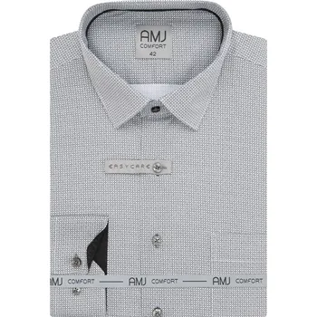 Pánská košile AMJ Slim Fit tmavě šedý vzor velikost: 40, délka rukávu: dlouhý rukáv
