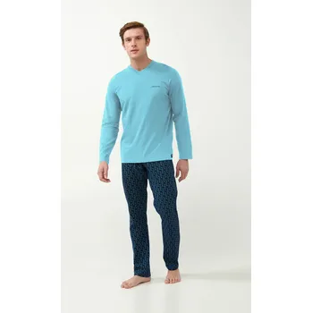 Pánské pyžamo Vamp - Pyžamo s geometrickým potiskem 21681 - Vamp blue maui 5XL