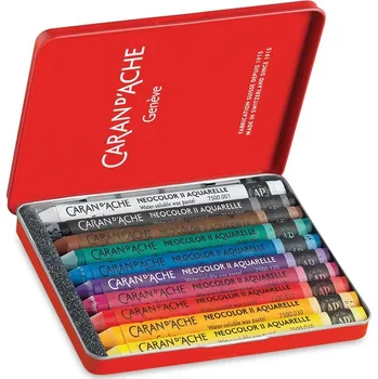 CARAN D'ACHE Akvarelové voskové pastely Neocolor II CARAN D'ACHE, 10ks v kovové krabičce