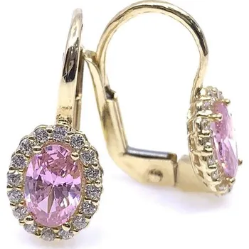 Náušnice Diante Zlaté náušnice s růžovým kamenem 59641688