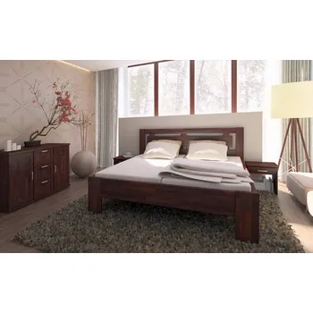 Postel Manželská zvýšená postel Naomi Supra - masiv buk Rozměr: 160x200, Moření: Olše