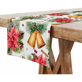 Vánoční dekorace Vánoční běhoun 35X150cm Zvonky a ptáček