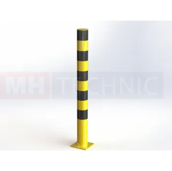 Plotový sloupek MH Technic s.r.o. Ochranný sloupek Ø 159 mm s patkou, výška 1200 mm, žlutý s reflexními pruhy