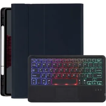 Pouzdro na mobilní telefon Pouzdro s podsvícenou klávesnicí, touchpadem a prostorem na Apple Pencil pro iPad 10,9" (2022) / 11" (2025) - tmavě modré