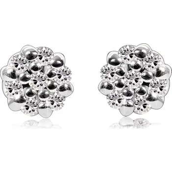 Náušnice Diamantové náušnice z bílého 14K zlata - kroužek s drobnými brilianty, puzetky