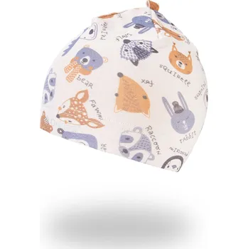 Kojenecká čepice Little Angel Čepice smyk natahovací TISK Outlast ® - latte barevná zvířátka Velikost: 3 | 42-44 cm