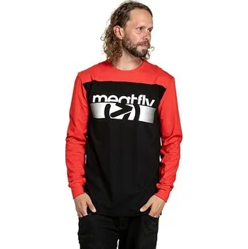 Pánské tričko Meatfly pánské tričko s dlouhým rukávem Judgement Bright Red/White Arrow | Červená | Velikost M | 100% bavlna