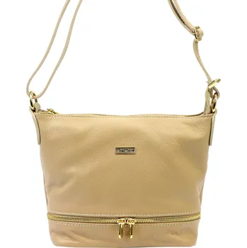 Kabelka Kožená crossbody kabelka MiaMore 01-019 tmavě béžová