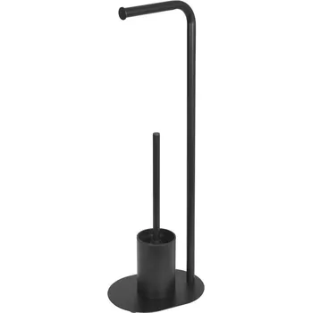 Sada koupelnových doplňků AQUALINE SAMBA stojan s držákem na toaletní papír a WC štětkou, černá SB236