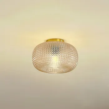 Lindby stropní světlo Hildur, Ø 25 cm, jantarová, sklo - Stínidlo - Ø 10 cm, výška 2,5 cm; výška stínidla na lampu 14,5 cm jantarová, mosazná 1 x 15 W LED - Doprava zdarma