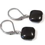 Náušnice šungit čtverečky Inferno