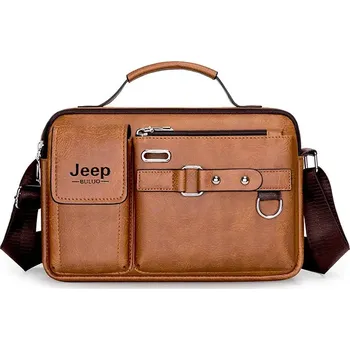 Pánská kožená taška Jeep s pásky a zipem Barva: Oranžová