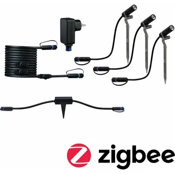 Bodové svítidlo PAULMANN Plug & Shine set Smart Home Zigbee 3.0 LED bodové zahradní světlo Plantini IP65 3000K 3x2W 21VA antracit