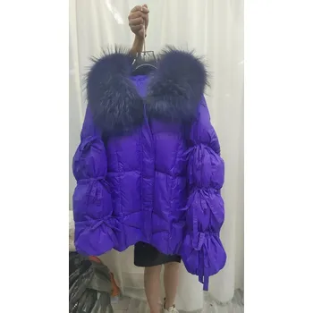 Dámská parka Zimní bunda husí peří	a pravá kožešina liška Velikost: M, Barva (Varianta): 5