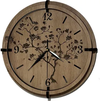 Hodiny Li-Go "Azalka" Dřevěné hodiny 31 cm provedení povrchu: dub