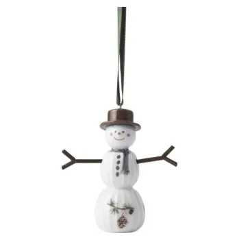 Bytová dekorace Porcelánová závěsná dekorace Snowman 9,5 cm