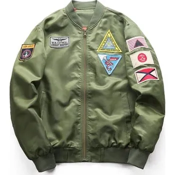 Pánská softshellová bunda Pánská air fotce bunda army na zip s nášivky a vlajkami Barva: Tmavě Zelená, Velikost: XL