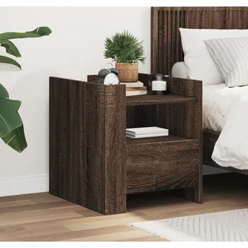 Noční stolek vidaXL Noční stolek 45 x 50 x 50 cm kompozitní dřevo [848278] Barva: hnědý dub