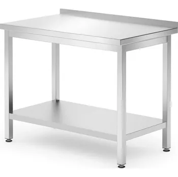 Dílenský stůl Nástěnný stůl s policí – přišroubovaný, hloubka 600 mm, HENDI, Kitchen Line, 1000x600x(H)850mm