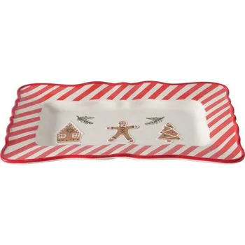 Boltze Home Keramická podlouhlá miska ve vánočních barvách, 39 x 25 cm