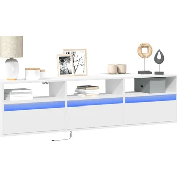Televizní stolek vidaXL Nástěnná TV skříňka s LED 180 x 31 x 45 cm [3307940] Barva: Bílá
