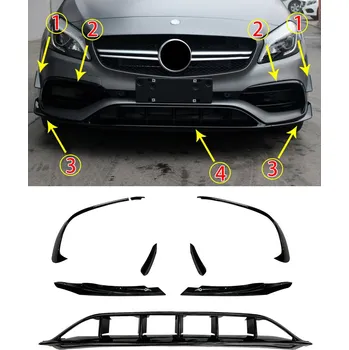 Nárazník Přední spoilery Mercedes A W176 (2015-2018) černé lesklé (sada) - verze 1