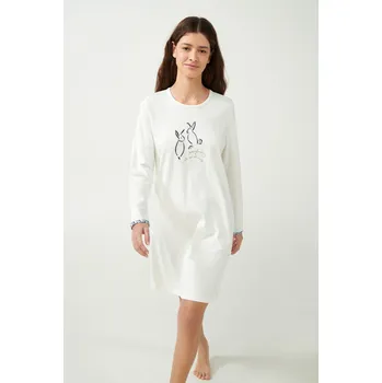 Vamp - Krémová noční košile s roztomilými zajíčky 21455 - Vamp cream 3xl