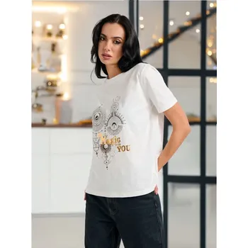 Sinsay - Tričko s krátkým rukávem - bílá - 473EG-00X - 473EG-00X-XXS