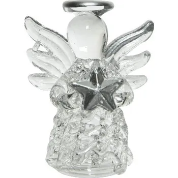 Vánoční dekorace Vánoční figurka malý skleněný anděl 1ks, 4x4,5 cm - Se hvězdou