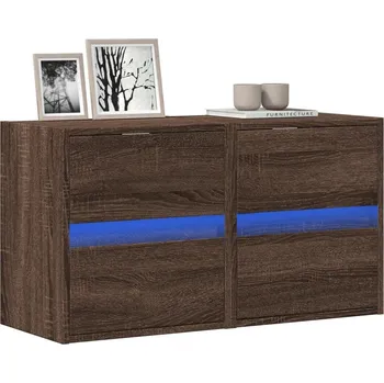 Obývací stěna vidaXL Nástěnné TV skříňky s LED osvětlením 2 ks 41x31x45 cm [852280] Barva: hnědý dub