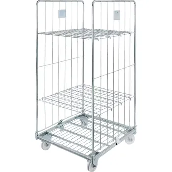 Rollkontejner (klecový vozík) - dvě stěny + 2 police, pozinkovaný