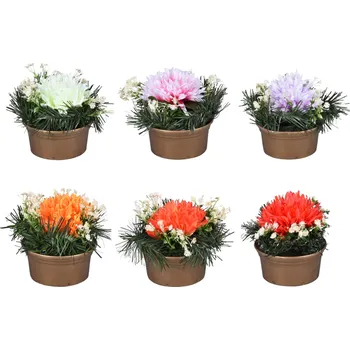 umělá květina Nohel Garden Chryzantéma podzimní aranžmá v květníku 17 cm mix barev