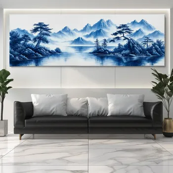Obraz Obraz na plátně - Mlhavé vrcholky u Blue Lake FeelHappy.cz Velikost obrazu (šířka x výška): 120 x 40 cm