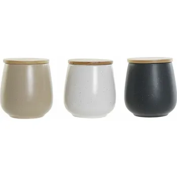 Sada dóz DKD Home Decor Dřevo Kamenina (10 x 10 x 13 cm) (3 ks)