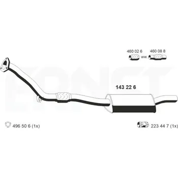 Výfukový systém Predni tlumic vyfuku ERNST 143226
