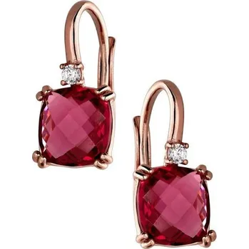 Náušnice Zlaton Náušnice růžové zlato visací s červeným kamenem 1.7cm 2.85g 000812305249