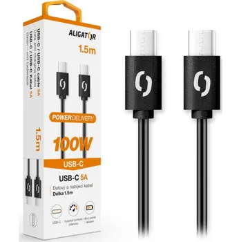 Datový kabel Datový kabel ALIGATOR POWER 100W, USB-C/USB-C 5A, 1,5m černý