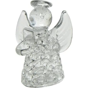 Vánoční dekorace Vánoční figurka malý skleněný anděl 1ks, 4x4,5 cm - S knížkou