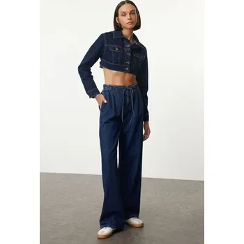 Dámské džíny Trendyol Blue Elastic Waist High Waist Wide Leg Jeans Trendyol modrá 2947362