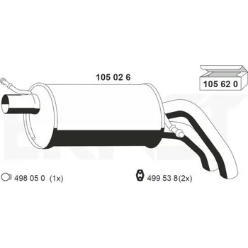 Výfukový systém Zadni tlumic vyfuku ERNST 105026