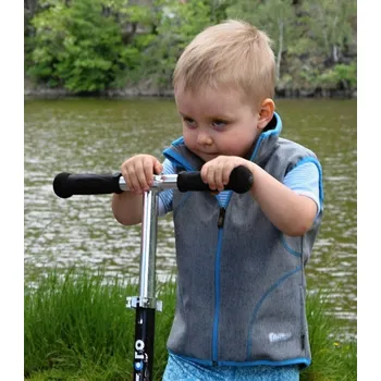 Chlapecká vesta Fantom ZATEPLENÁ softshellová vesta - ŠEDÝ MELÍR+TYRKYSOVÁ KONFEKČNÍ VELIKOST: 86