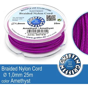 Nit Braided NYLON (splétaná nit na náramky) GRIFFIN síla nitě 1mm cívka 25m. Barva Amethyst