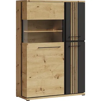 Knihovna Vitrína dub artisan/černá MOLTO ML2a