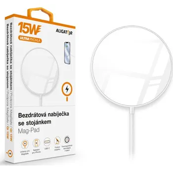 Bezdrátová nabíječka ALIGATOR Magsafe 15W, bílá
