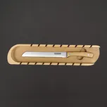 AMADEA Dřevěné prkénko na bagety s nožem, masivní dřevo, 41x9x3 cm